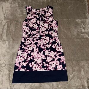 Tommy Hilfiger Sleeveless Sheath Dress - Pink and Navy Floral size 12 EUC